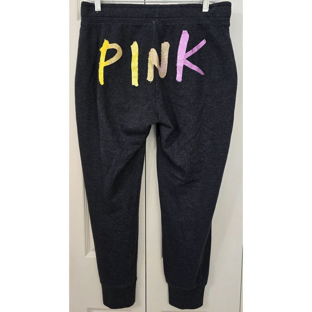 Victoria's Secret PINK Logo Women's Jogger Sweatpants Medium M Drawstring Waist - Picture 2 of 7